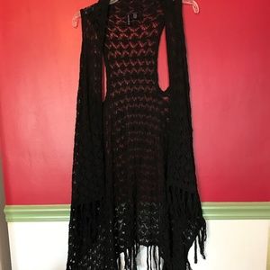 Full Tilt Black Crochet Cardigan Medium